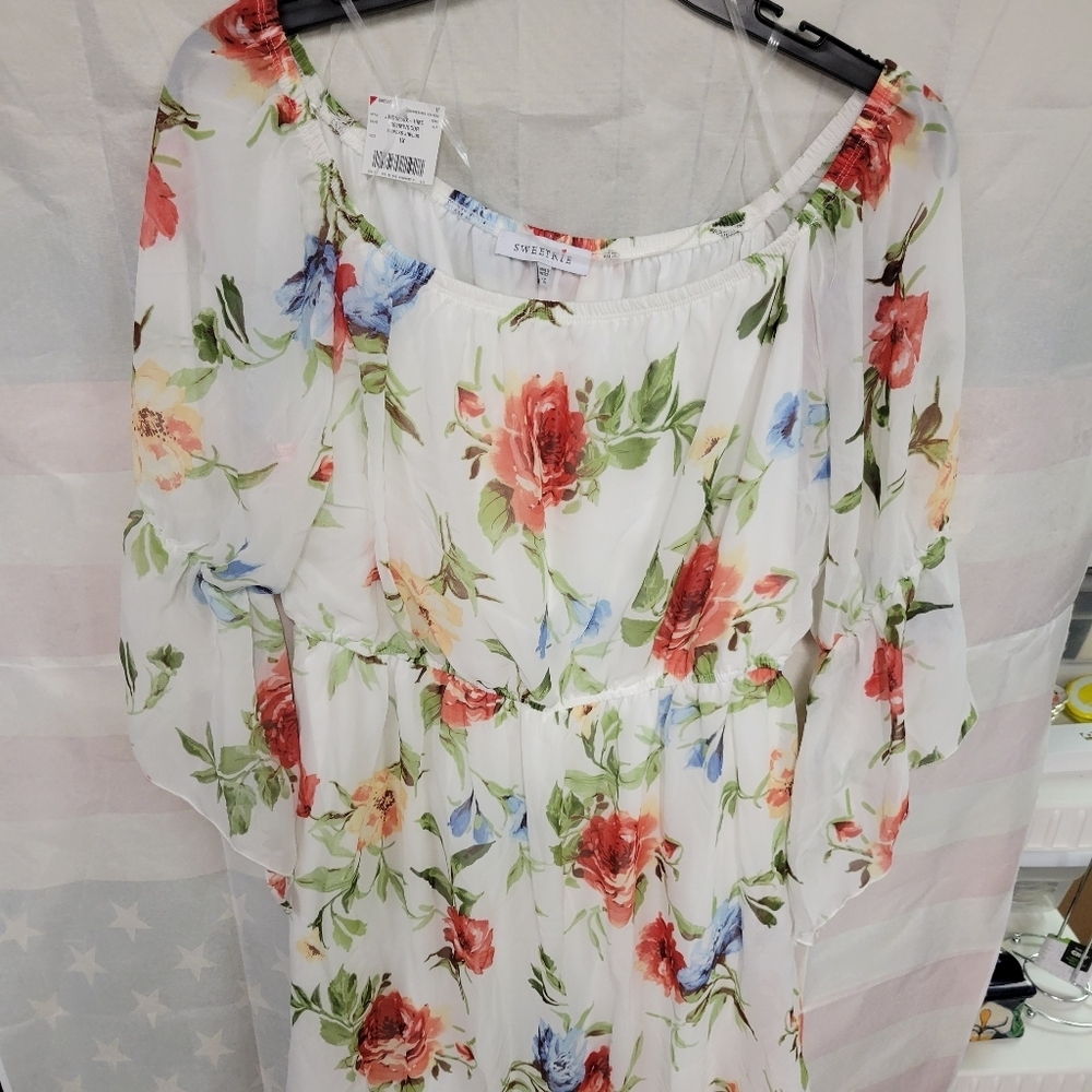 Beautiful Floral Lined Dress Jr Plus 1X